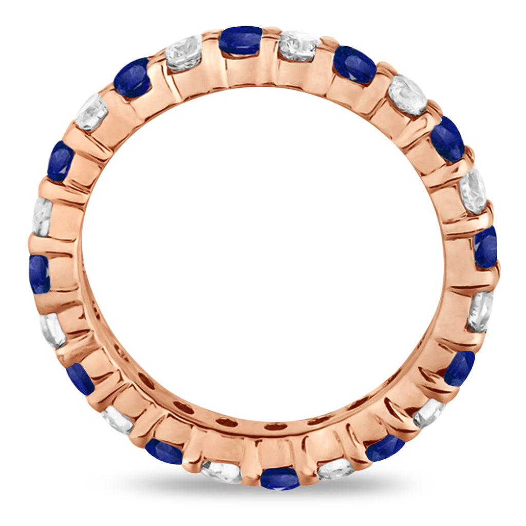 Eternity Blue & White Diamond Ring Band 14k Rose Gold (2.50ct)