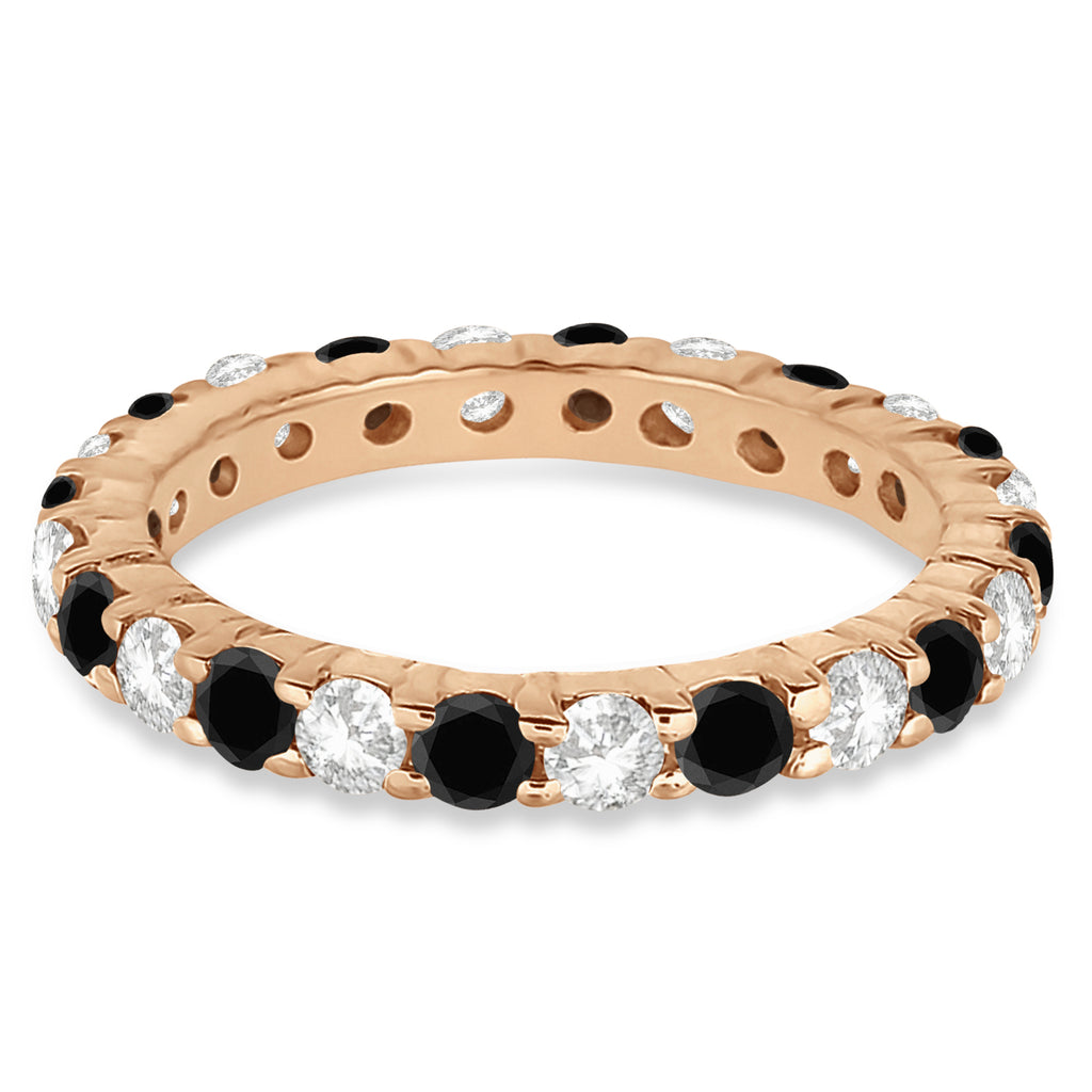 Eternity Black & White Diamond Ring Band 14k Rose Gold (2.50ct)