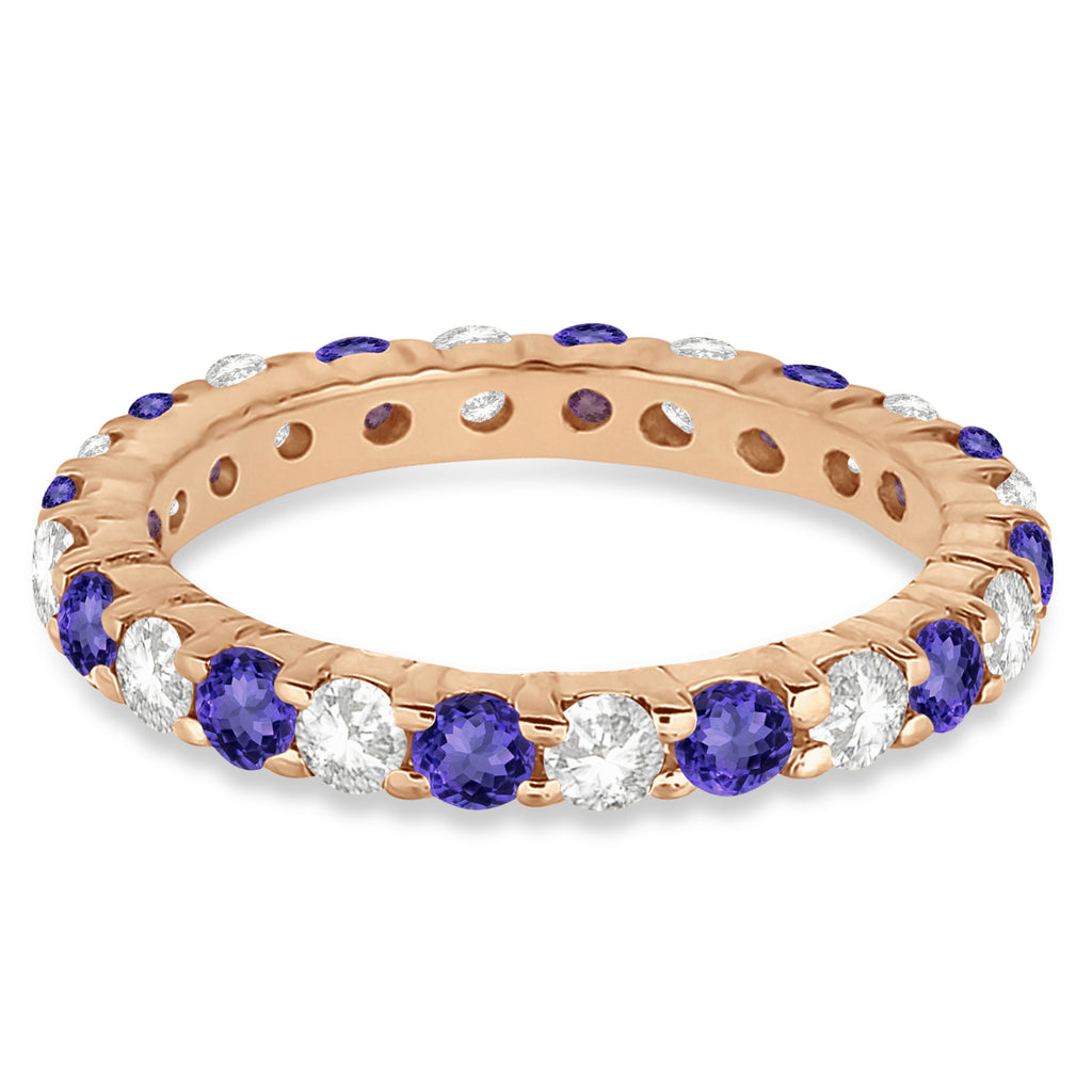 Eternity Lab Grown Diamond & Tanzanite Ring Band 14k Rose Gold (2.40ct)