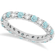 Eternity Diamond & Aquamarine Ring Band 14k White Gold (2.40ct)