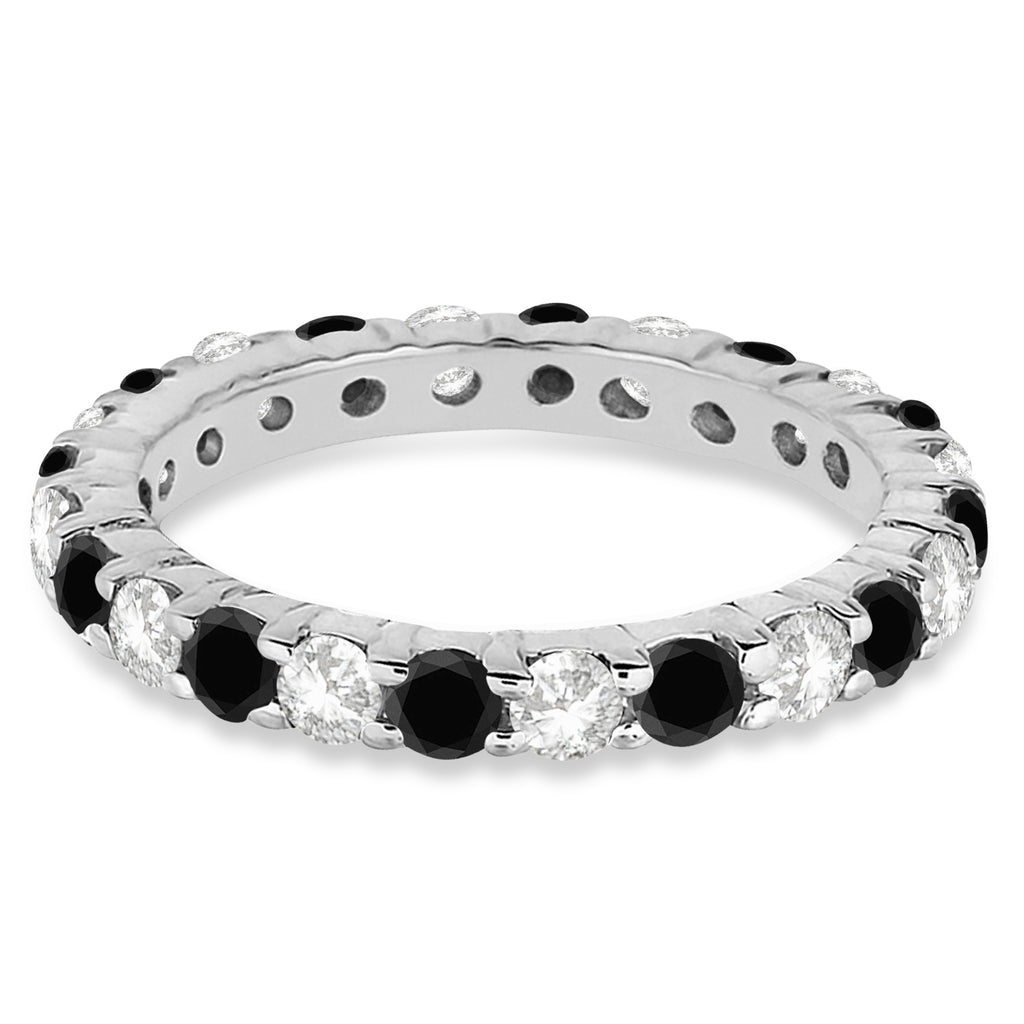 Eternity Lab Grown Black & White Diamond Ring Band 14k White Gold (2.50ct)