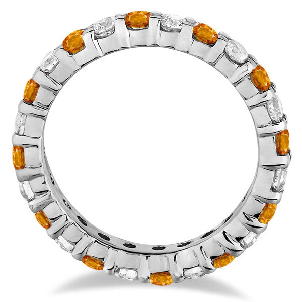 Eternity Diamond & Citrine Ring Band 14k White Gold (2.40ct)