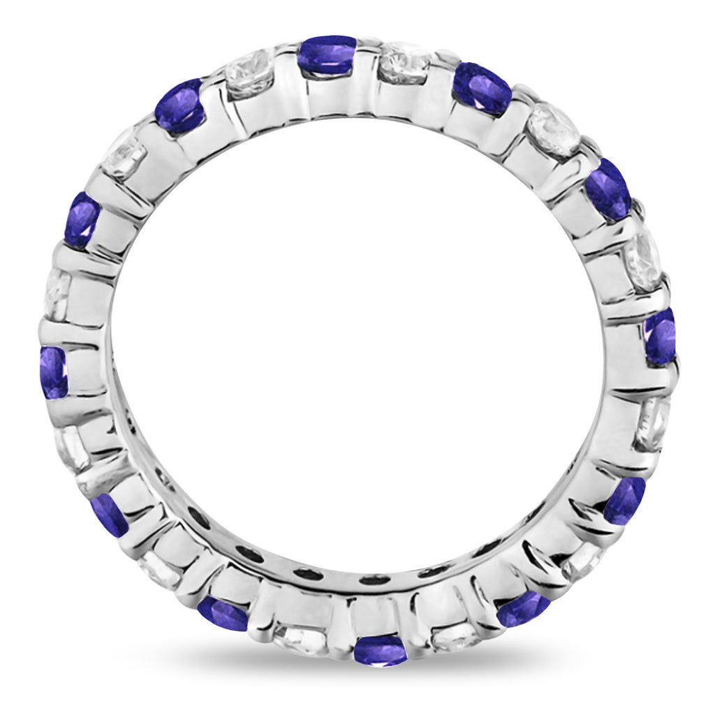 Eternity Lab Grown Diamond & Tanzanite Ring Band 14k White Gold (2.40ct)