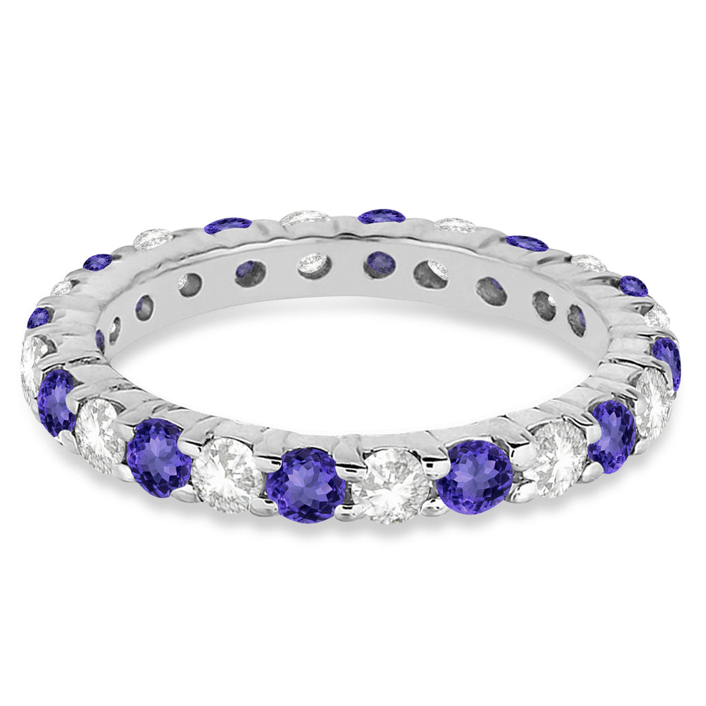 Eternity Lab Grown Diamond & Tanzanite Ring Band 14k White Gold (2.40ct)