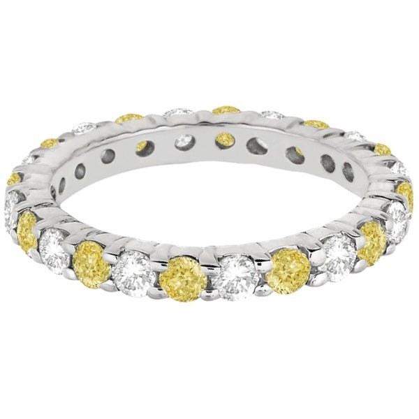 Canary Yellow & White Diamond Eternity Ring 14k White Gold (2.00ct)