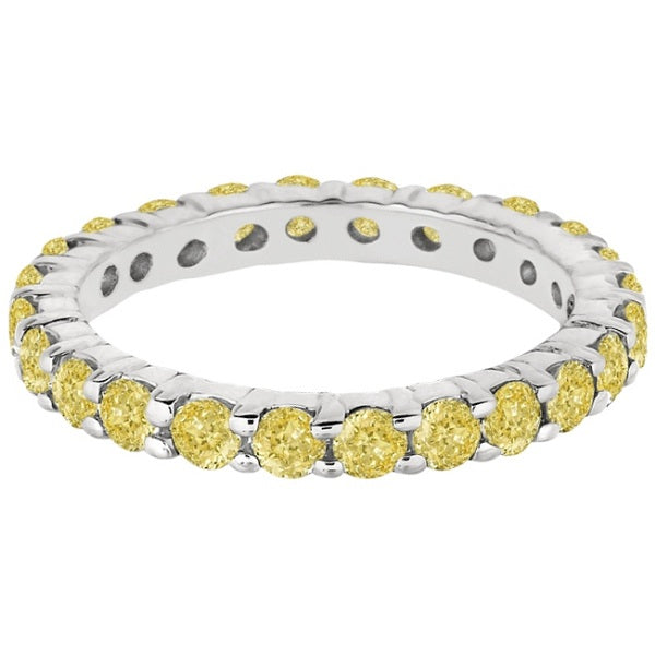 Fancy Yellow Canary Diamond Eternity Ring Band 14k White Gold (2.00ct)