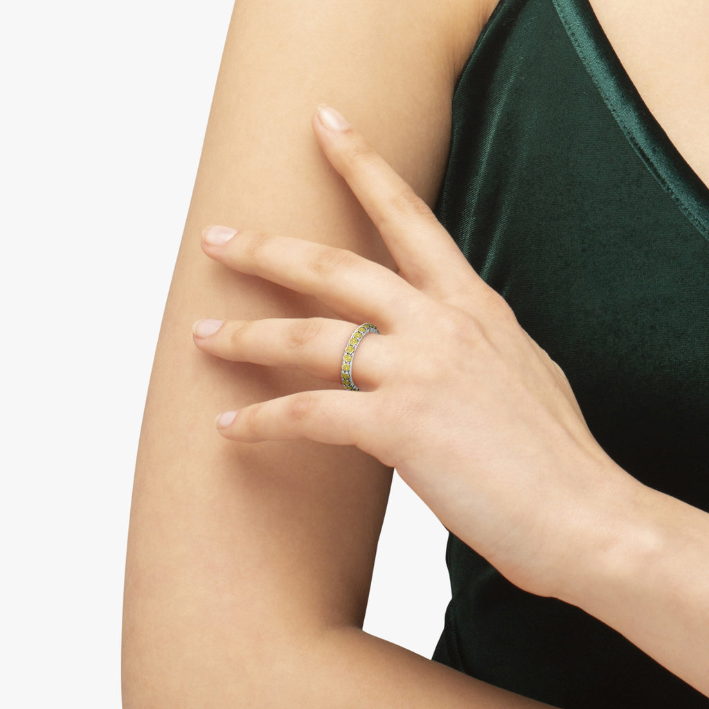 Fancy Yellow Canary Diamond Eternity Ring Band 14k White Gold (2.00ct)