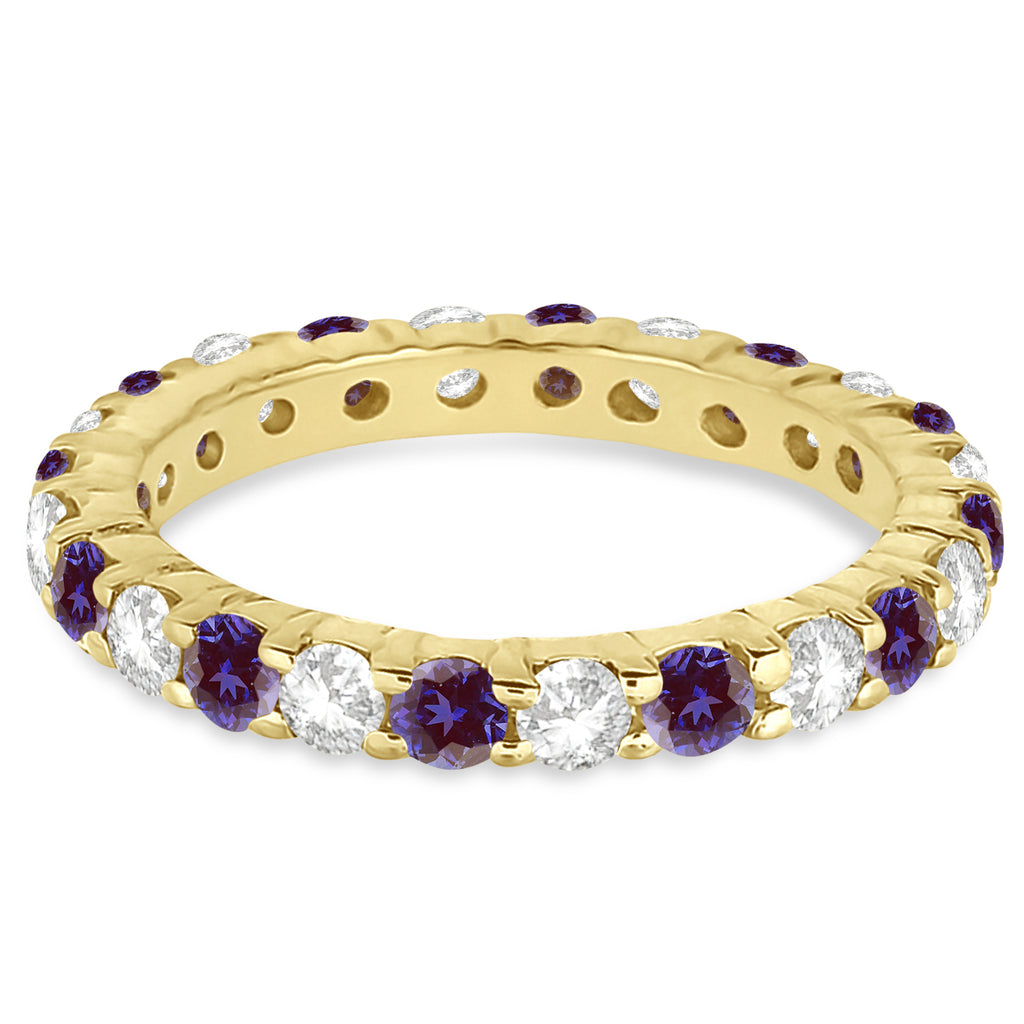 Eternity Diamond & Lab Alexandrite Ring Band 14k Yellow Gold (2.40ct)
