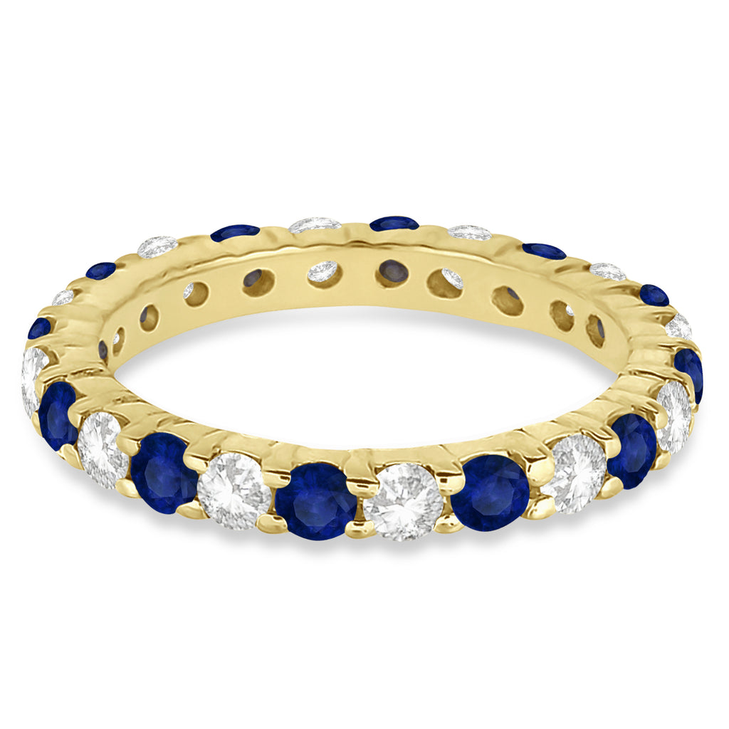 Eternity Blue & White Diamond Ring Band 14k Yellow Gold (2.50ct)