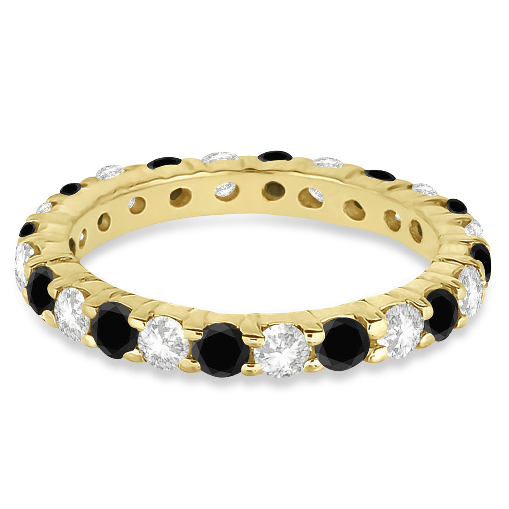 Eternity Black & White Diamond Ring Band 14k Yellow Gold (2.50ct)