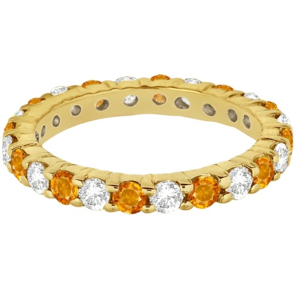 Eternity Diamond & Citrine Ring Band 14k Yellow Gold (2.40ct)