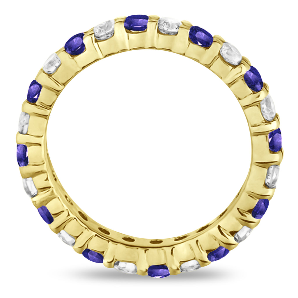Eternity Lab Grown Diamond & Tanzanite Ring Band 14k Yellow Gold (2.40ct)