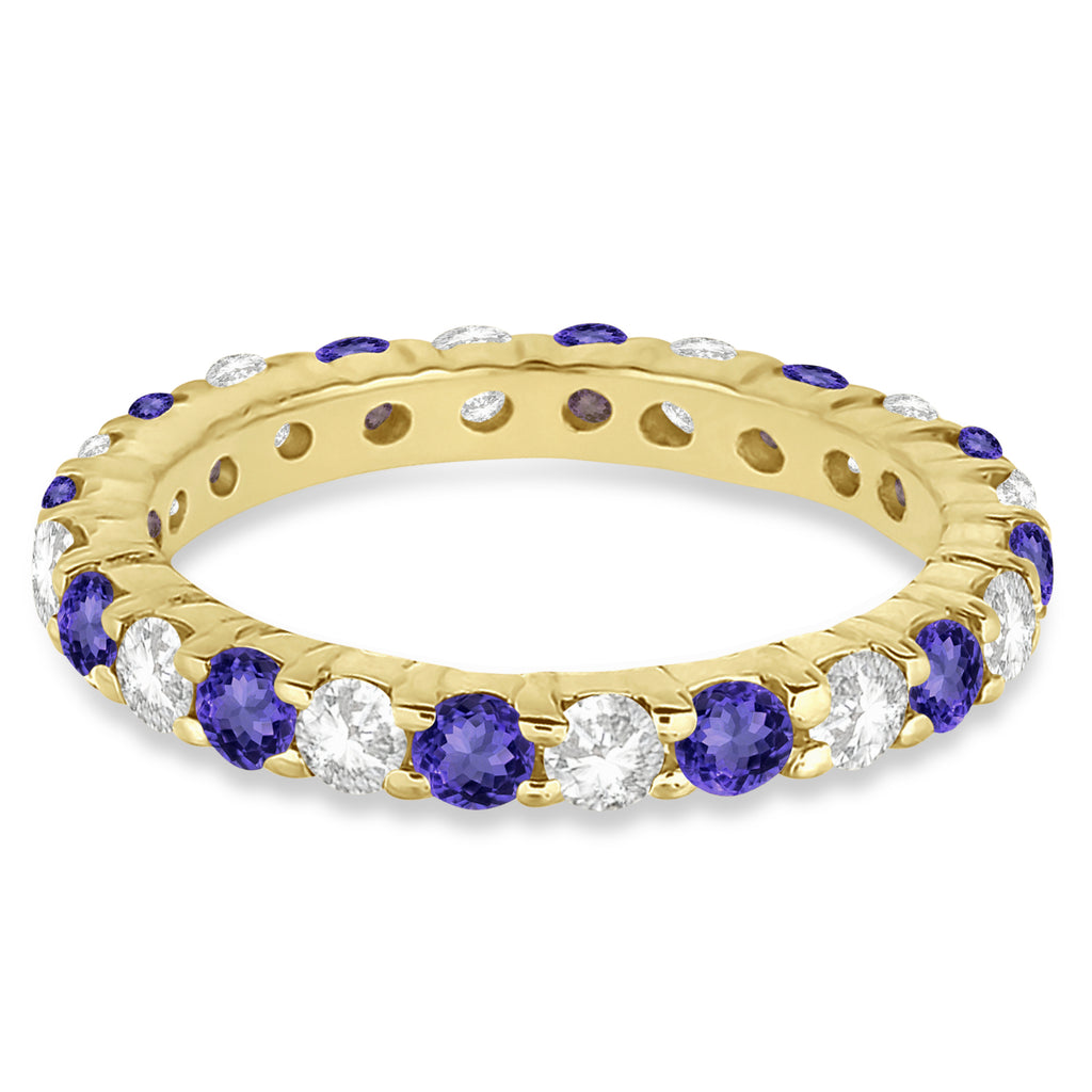 Eternity Diamond & Tanzanite Ring Band 14k Yellow Gold (2.40ct)