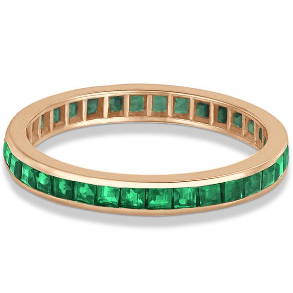 Princess-Cut Lab Emerald Eternity Ring Band 14k Rose Gold (1.36ct)