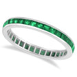 Princess-Cut Lab Emerald Eternity Ring Band 14k White Gold (1.36ct)