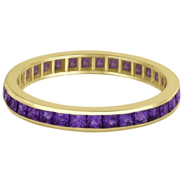 Princess-Cut Amethyst Eternity Ring Band 14k Yellow Gold (1.36ct)