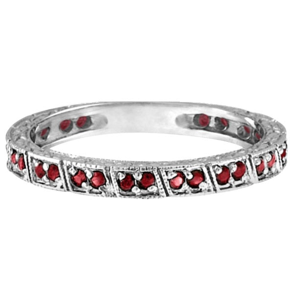 Ruby Stackable Ring Anniversary Band in 14k White Gold (0.27ct)