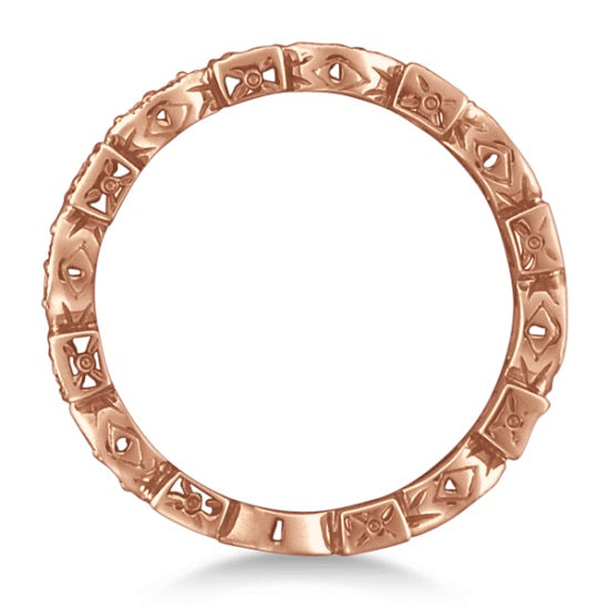 Antique Style Diamond Eternity Ring Band in 14k Rose Gold (0.36ct)