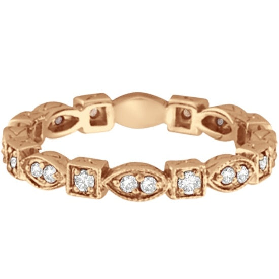 Antique Style Diamond Eternity Ring Band in 14k Rose Gold (0.36ct)