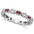 Ruby & Diamond Eternity Anniversary Ring Band 14k White Gold