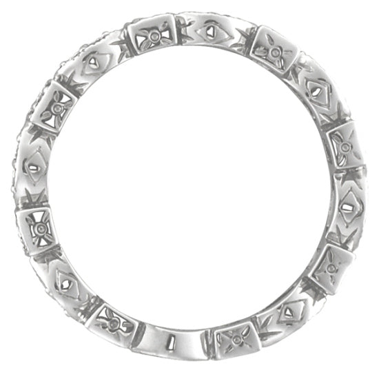 Antique Style Diamond Eternity Ring Band in 14k White Gold (0.36ct)