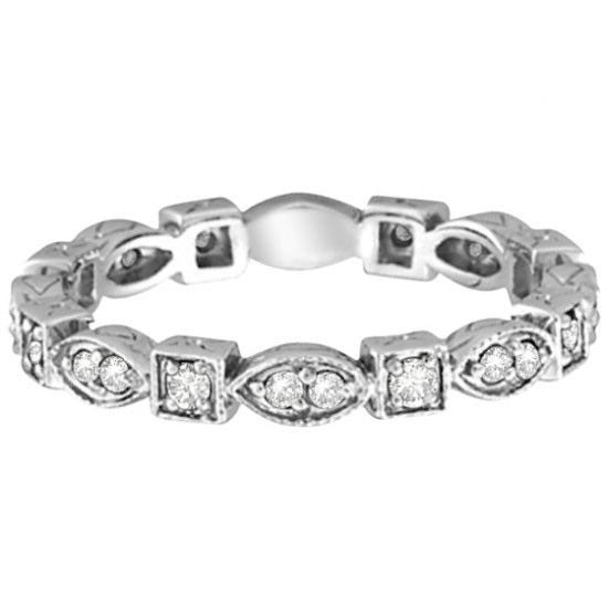 Antique Style Diamond Eternity Ring Band in 14k White Gold (0.36ct)