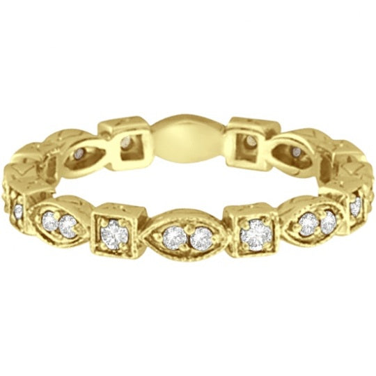 Antique Style Diamond Eternity Ring Band in 14k Yellow Gold (0.36ct)