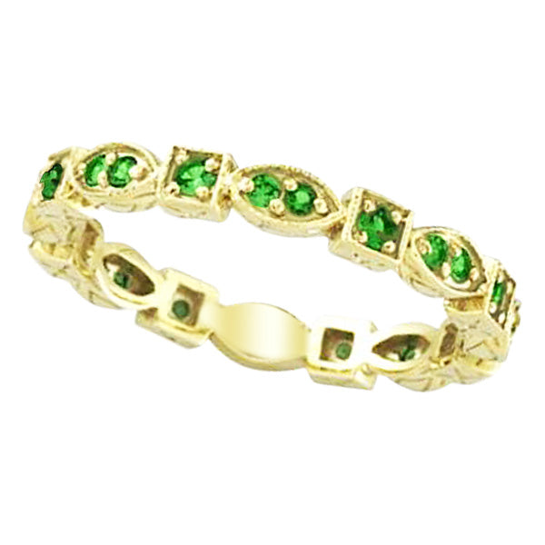Emerald Eternity Stackable Ring Anniversary Band 14k Yellow Gold (0.47ct)