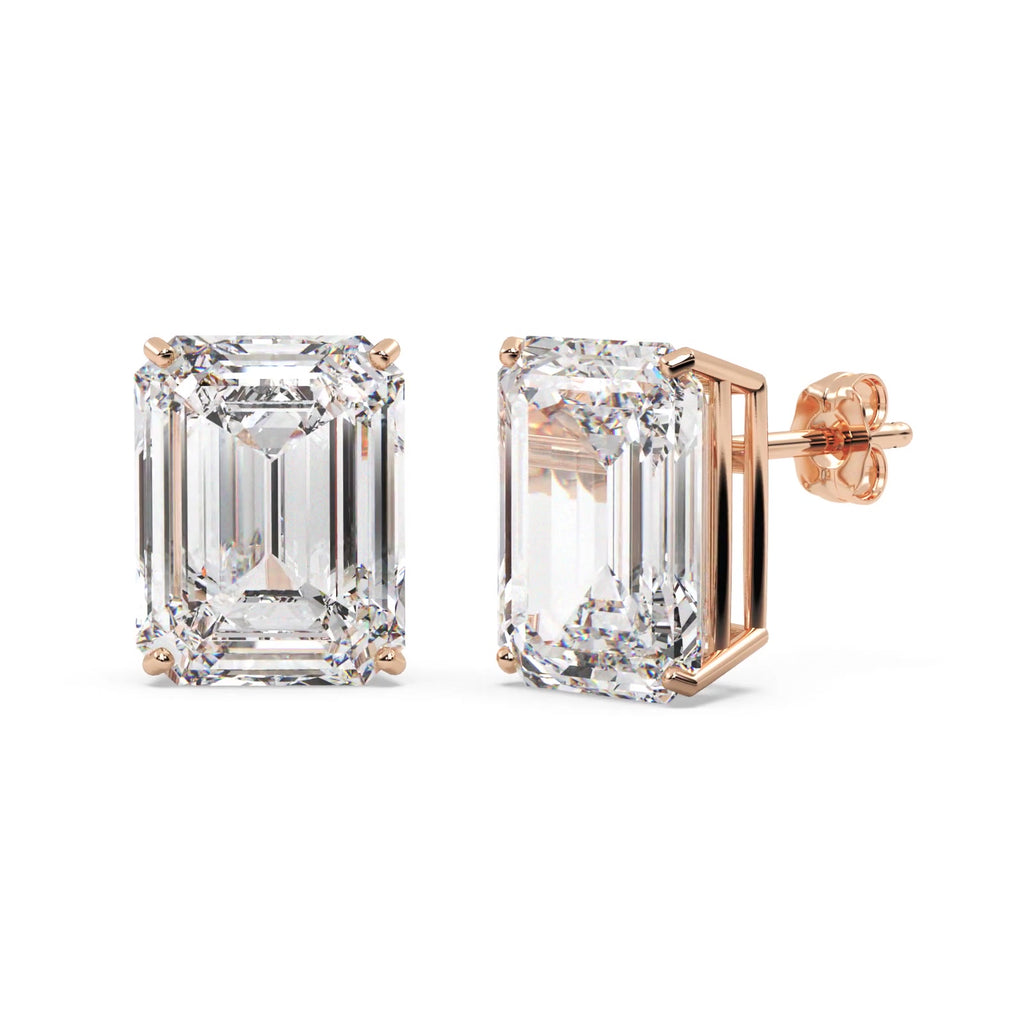 0.75ct Emerald-Cut Moissanite Stud Earrings 14kt Rose Gold (F-G, VVS1)
