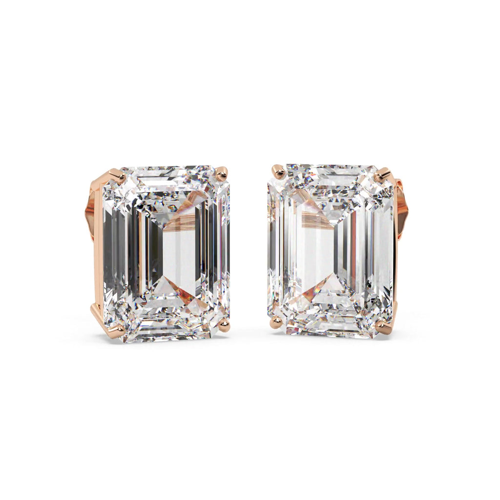 0.75ct Emerald-Cut Moissanite Stud Earrings 14kt Rose Gold (F-G, VVS1)
