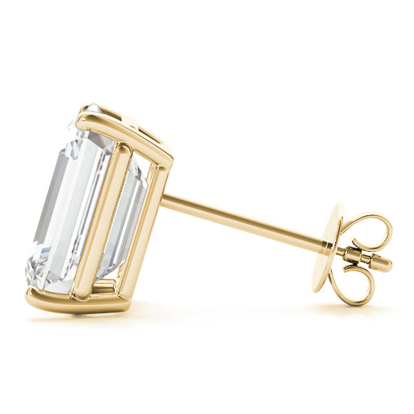 1.00ct Emerald-Cut Moissanite Stud Earrings 14kt Yellow Gold (F-G, VVS1)