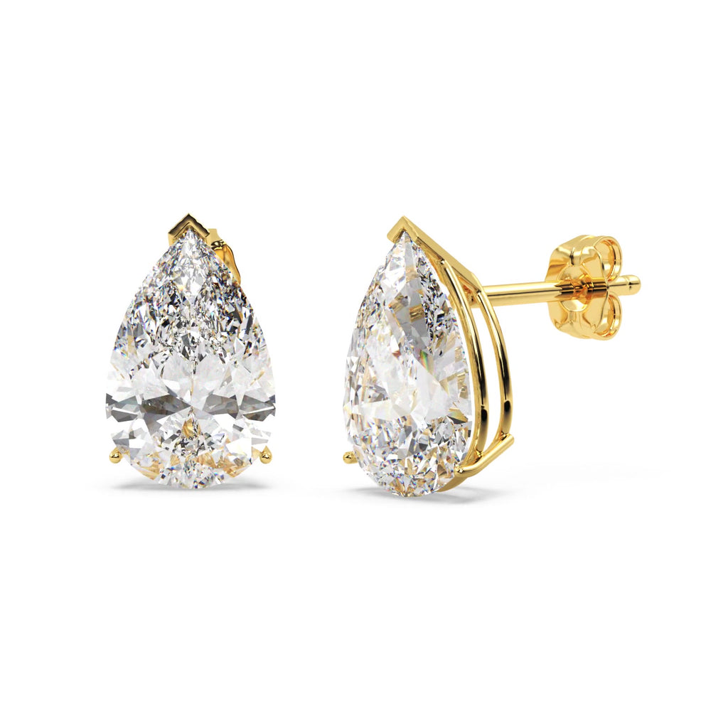 1.00ct Pear-Cut Moissanite Stud Earrings 18kt Yellow Gold (F-G, VVS1)