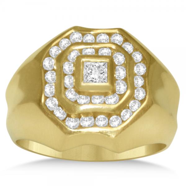 Diamond Accented Engagement Ring for Men in 14k Yellow Gold (1.25ct)
