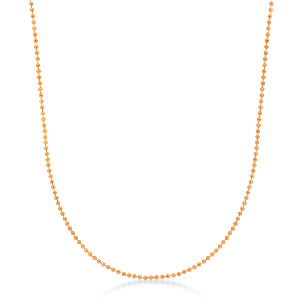 Bead Chain Necklace With Lobster Lock 14k Rose Gold