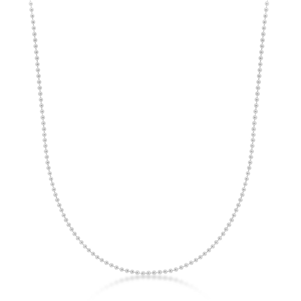Bead Chain Necklace With Lobster Lock 14k White Gold