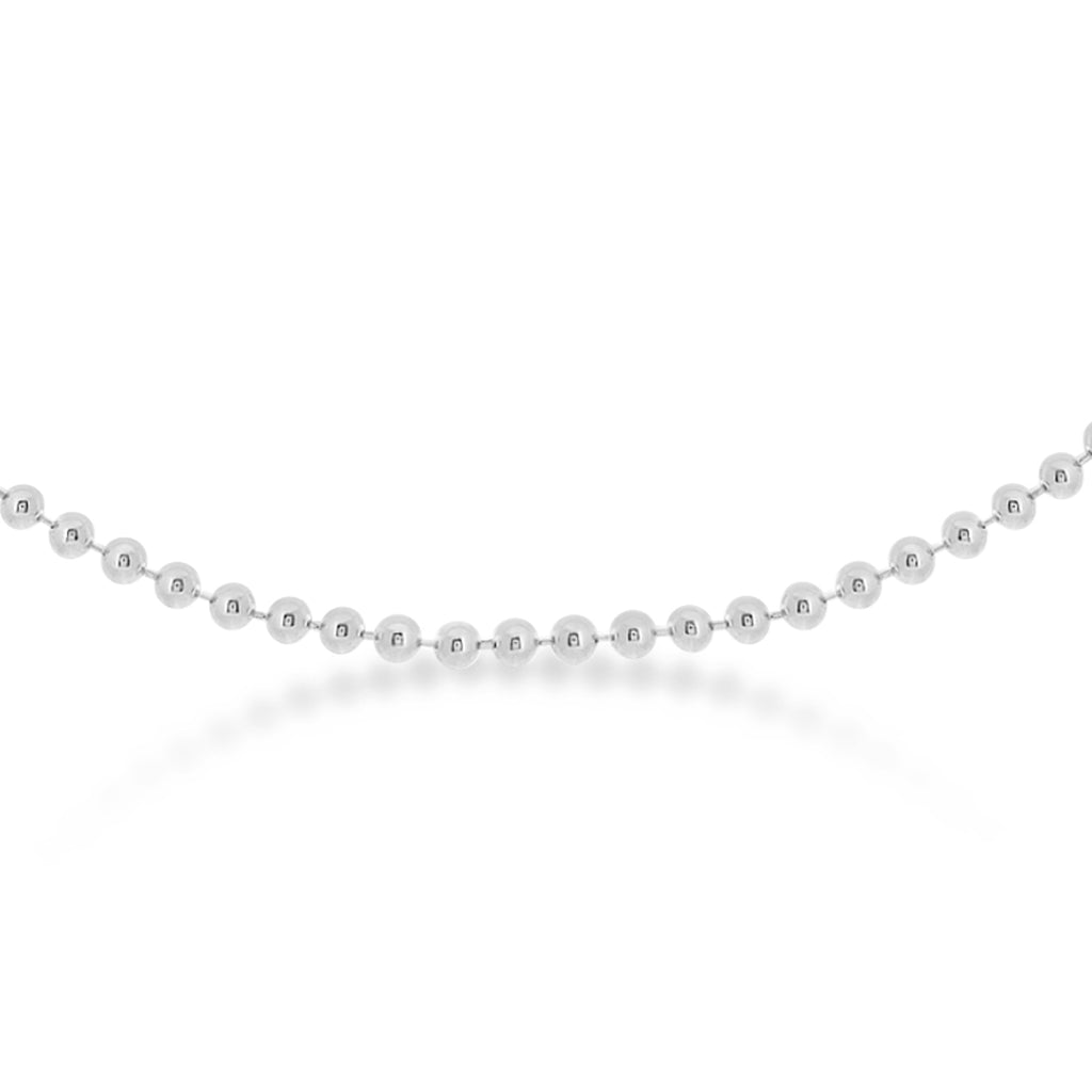 Bead Chain Necklace With Lobster Lock 14k White Gold