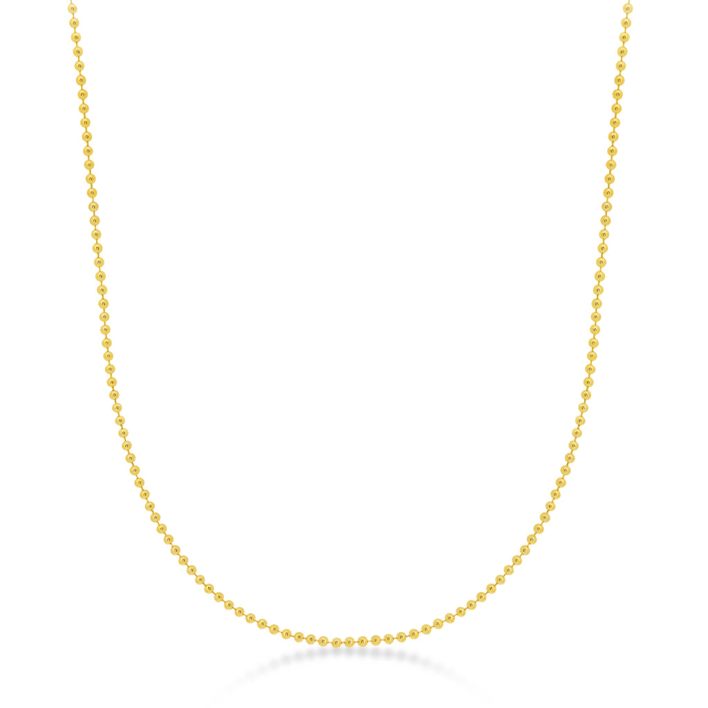 Bead Chain Necklace With Lobster Lock 14k Yellow Gold