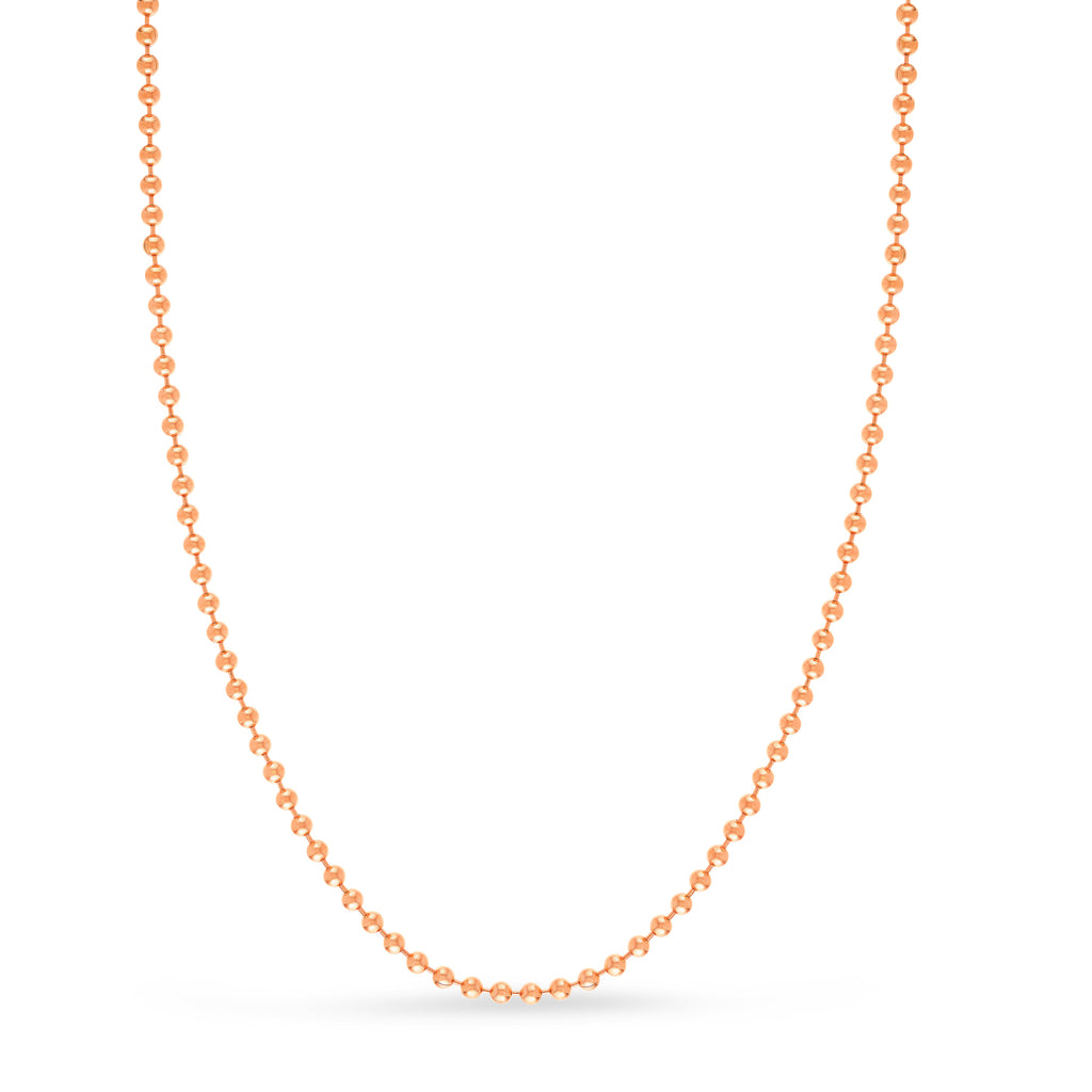Bead Chain Necklace With Lobster Lock 14k Rose Gold