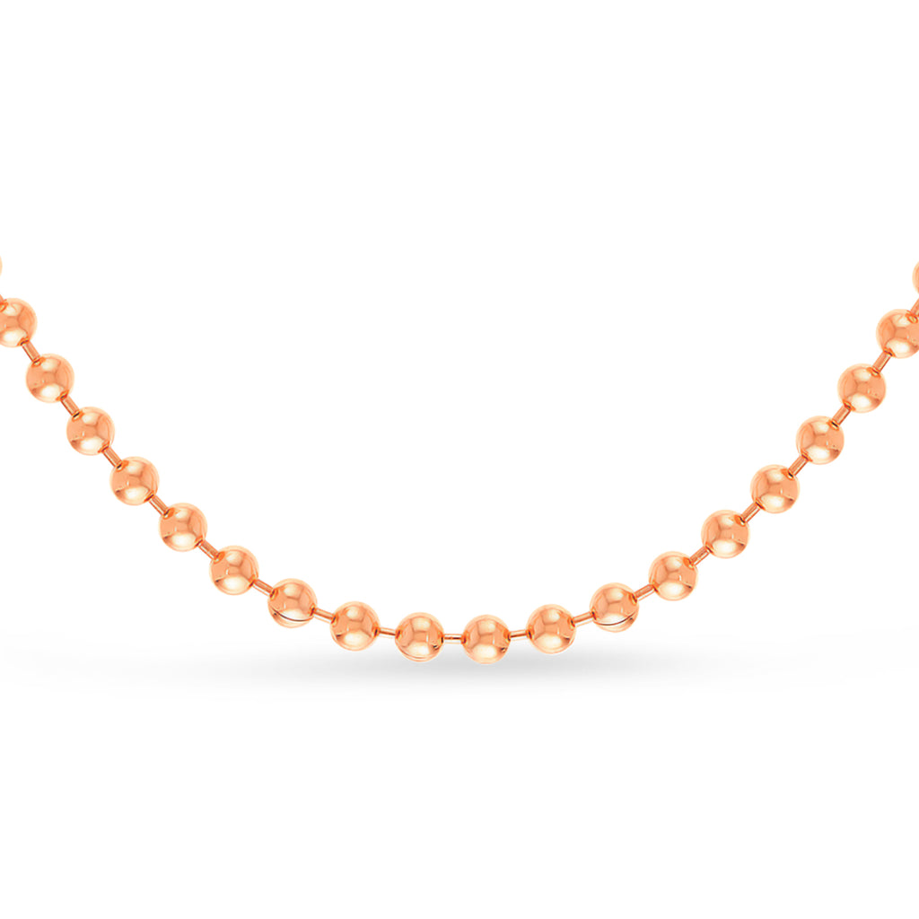 Bead Chain Necklace With Lobster Lock 14k Rose Gold