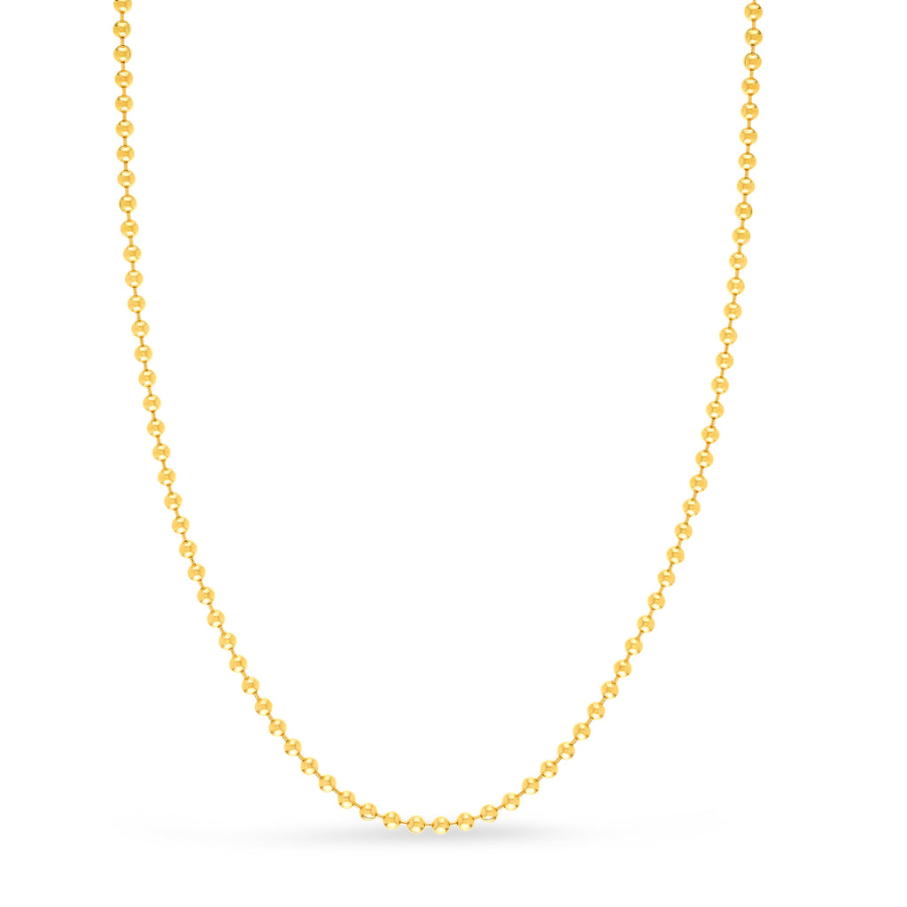 Bead Chain Necklace With Lobster Lock 14k Yellow Gold