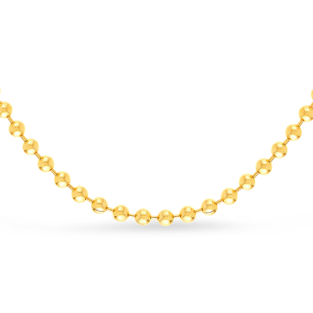 Bead Chain Necklace With Lobster Lock 14k Yellow Gold