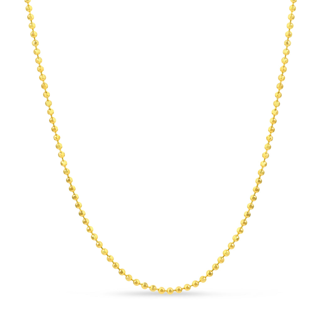 Small Beads Chain Necklace 14k Yellow Gold