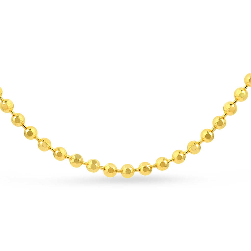 Small Beads Chain Necklace 14k Yellow Gold