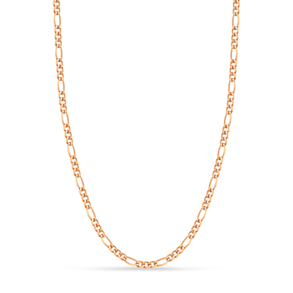 Figaro Chain Necklace With Lobster Lock 14k Rose Gold