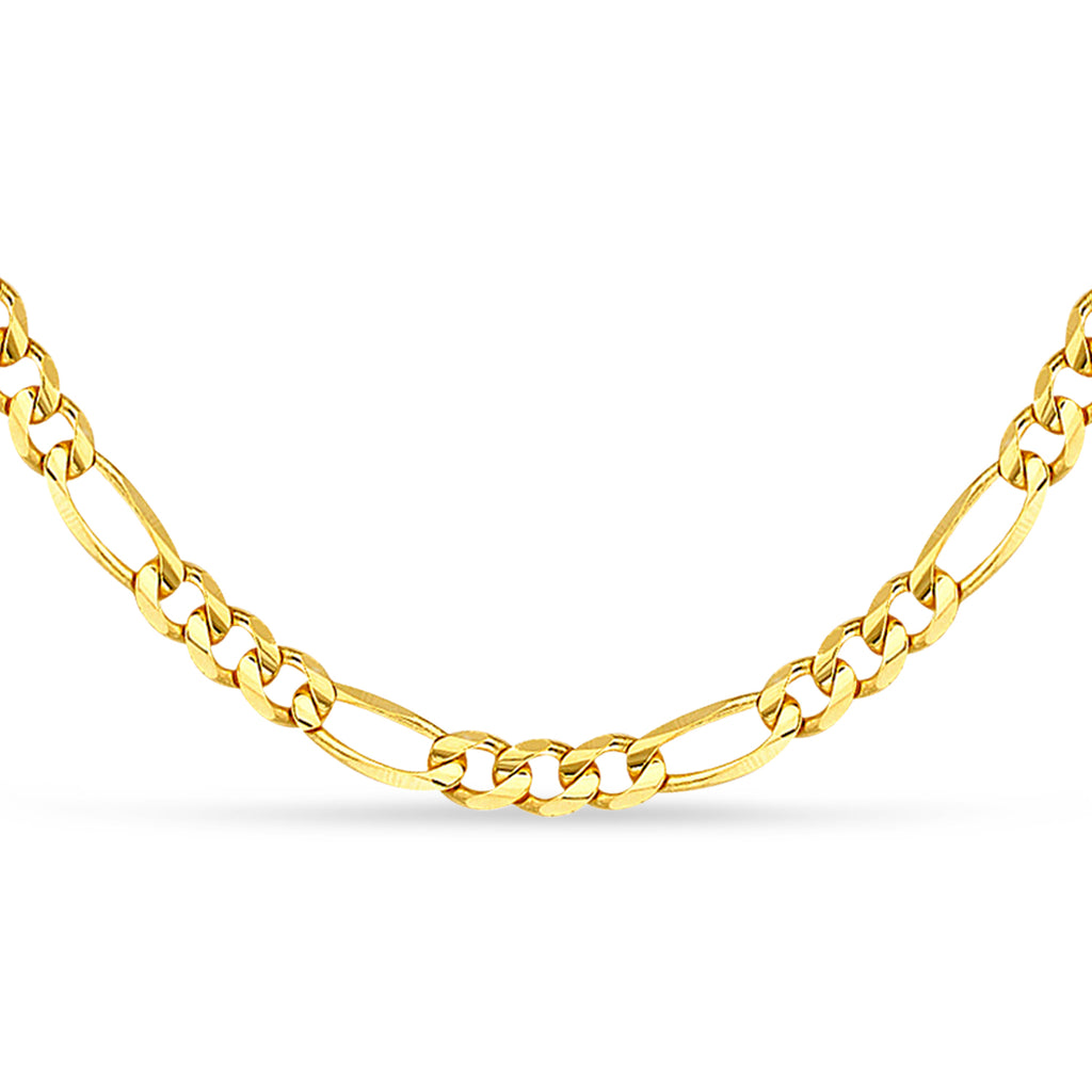 Figaro Chain Necklace With Lobster Lock 14k Yellow Gold