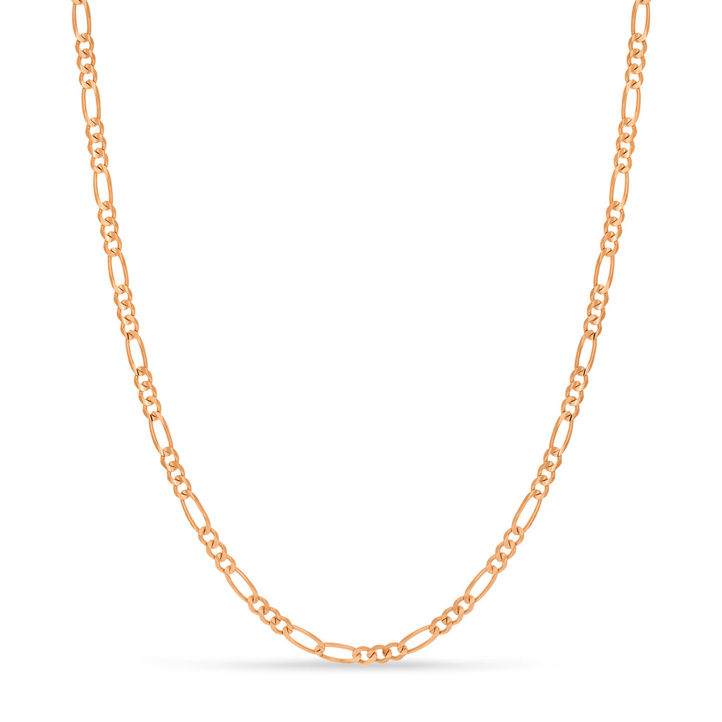 Large Figaro Chain Necklace With Lobster Lock 14k Rose Gold
