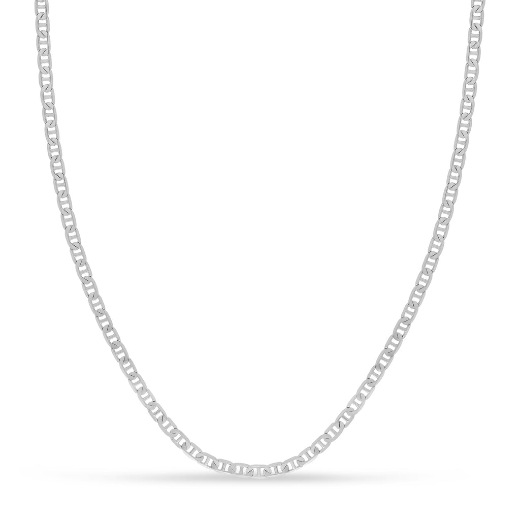 Mariner Chain Necklace With Lobster Lock 14k White Gold