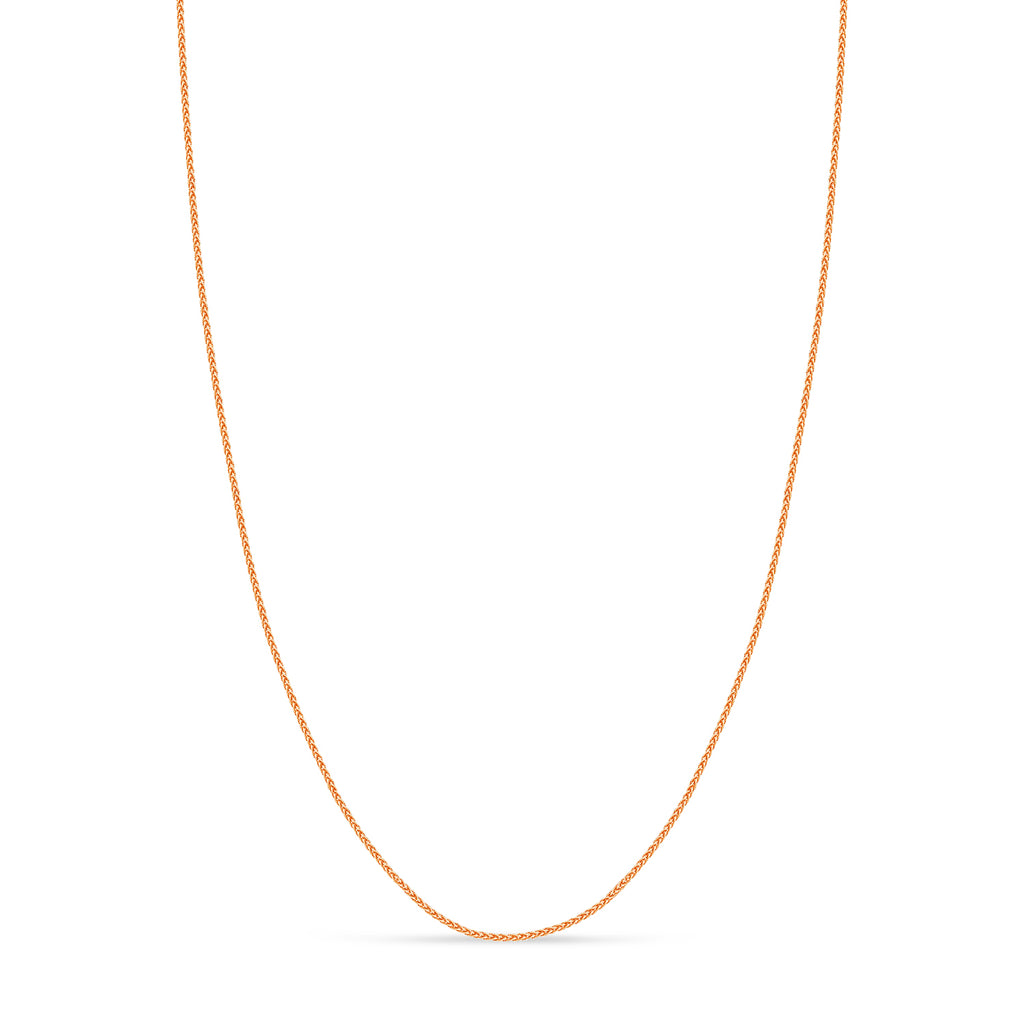 Round Wheat Chain Necklace With Lobster Lock 14k Rose Gold