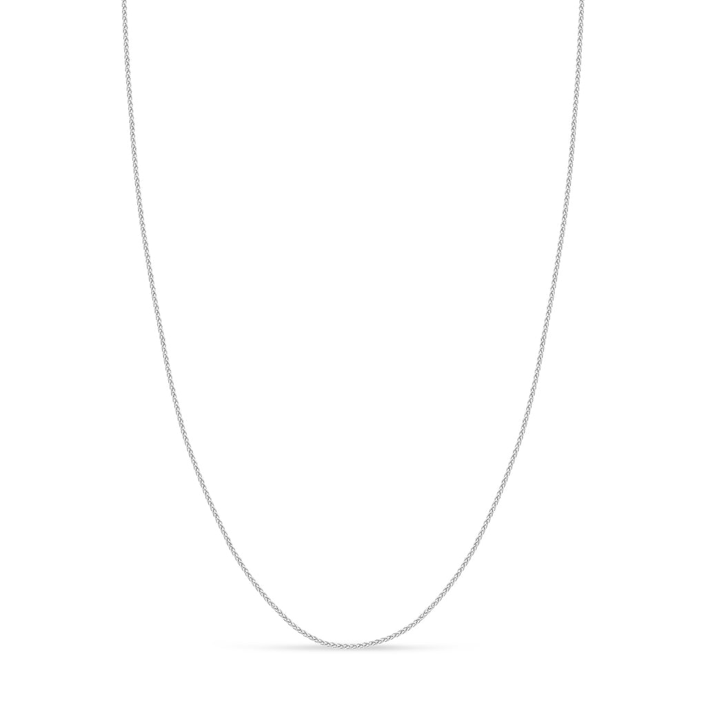 Round Wheat Chain Necklace With Lobster Lock 14k White Gold