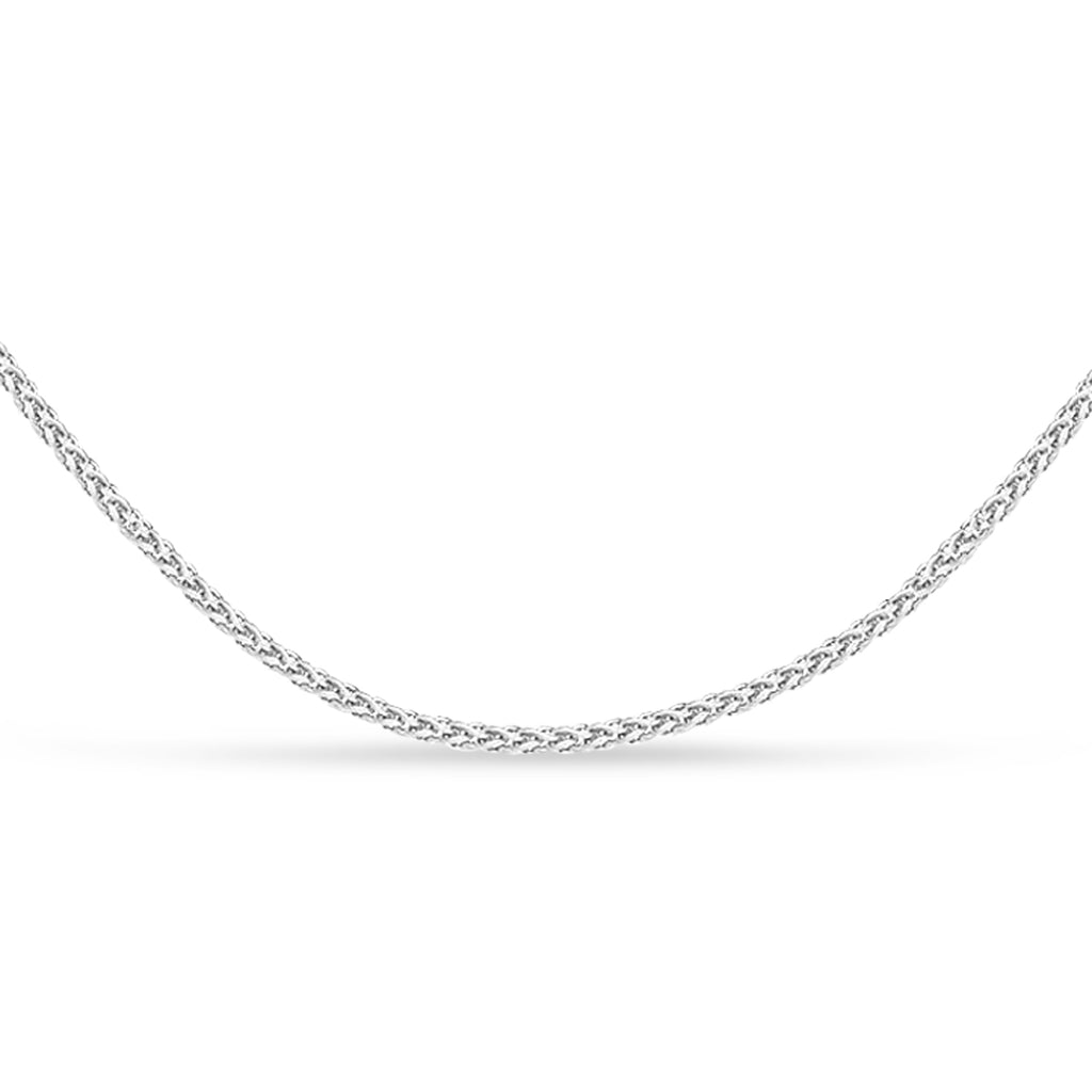 Round Wheat Chain Necklace With Lobster Lock 14k White Gold
